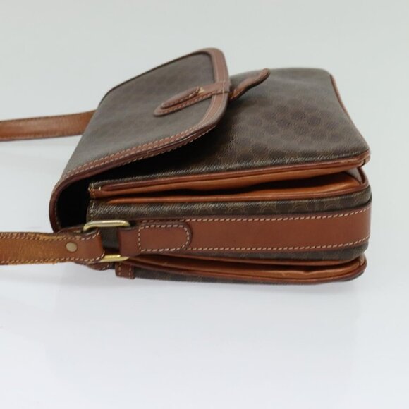 CELINE Macadam Canvas Shoulder Bag PVC Leather Brown Gold Auth 116597 - Picture 4 of 16